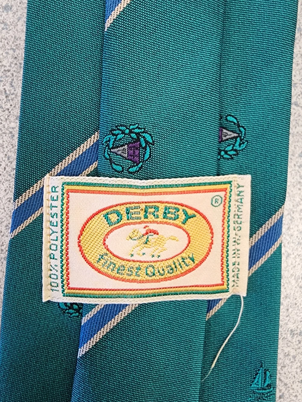 Vintage Derby Finest Quality Green Regimental Striped Tie West Germany